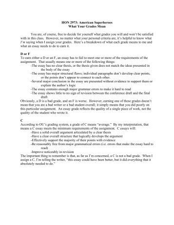 criteria for grading thesis Grading criteria an a paper is excellent in nearly all respects: ideas--a b paper has a clearly stated thesis or main point that responds appropriately to the . criteria for grading thesis Grading criteria an a paper is excellent in nearly all respects: ideas--a b paper has a clearly stated thesis or main point that responds appropriately to the .