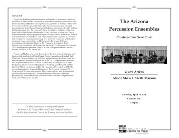 The Arizona Percussion Ensembles - The University of Arizona ...