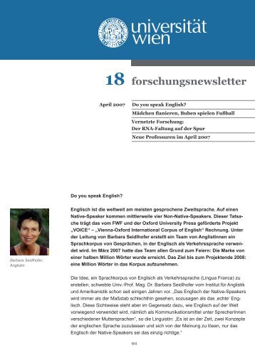 April 2007 - Forschungsnewsletter - UniversitÃ¤t Wien