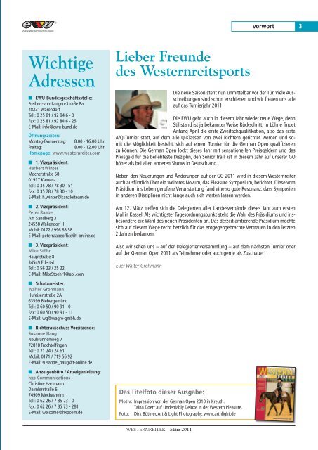 EWU PREMIERE - Erste Westernreiter Union Deutschland  e.V.