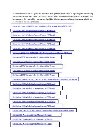 Kia Optima 2005 Service Manual PDF Workshop Repair