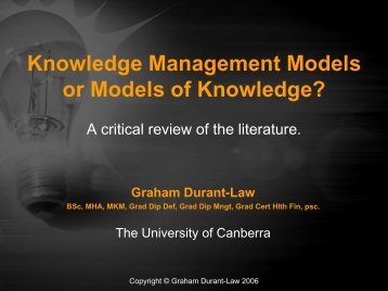 Knowledge Management Models or Models of Knowledge?