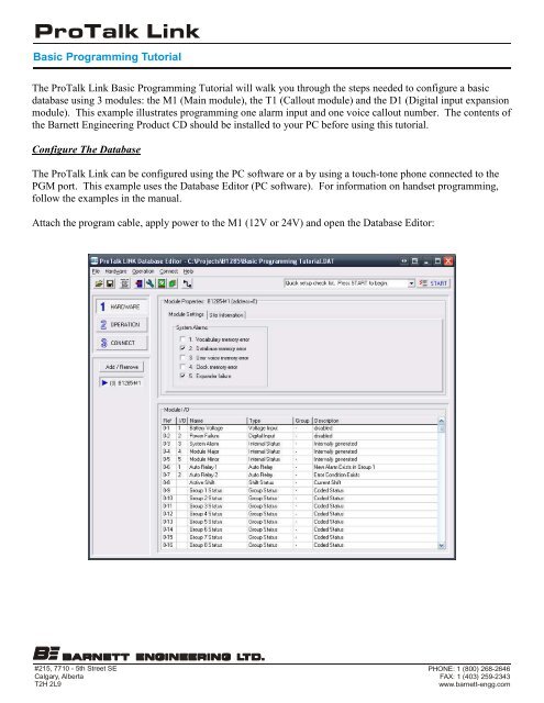 ProTalk Link Basic Programming Tutorial - Barnett Engineering Ltd