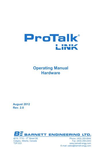 ProTalk Link Manual - Barnett Engineering Ltd