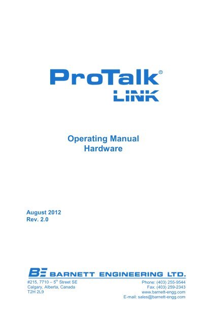 ProTalk Link Manual - Barnett Engineering Ltd