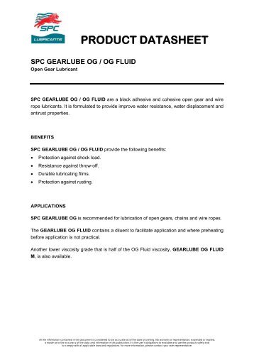 Open Gear and Wire Rope Lubricants - SPC