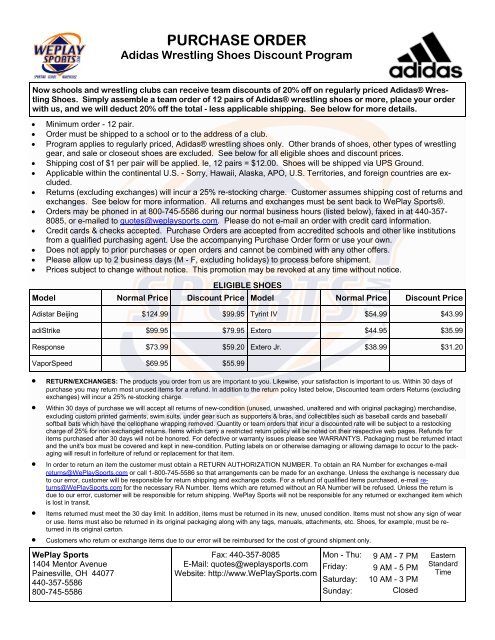 PURCHASE ORDER - WePlay Sports