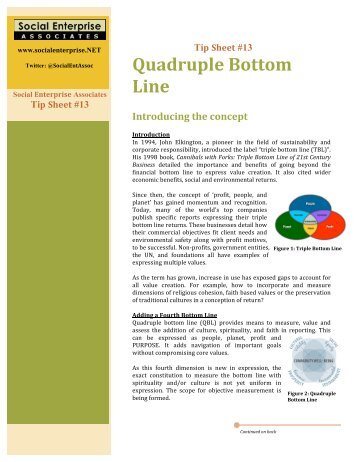 Introducing the Quadruple Bottom Line - Social Enterprise Associates