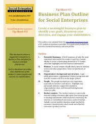 Tip Sheet #11: Business Plan Outline for Social Enterprises