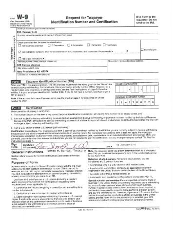 Bowker - W9 form | Form (PDF)