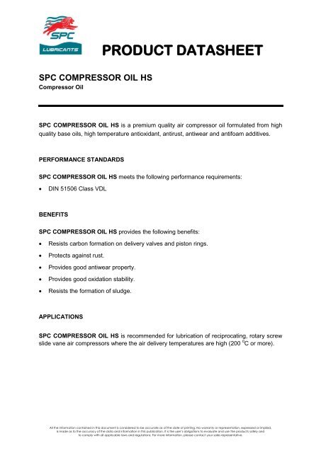 COMPRESSOR OIL HS - SPC