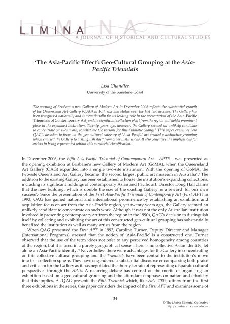 'The Asia-Pacific Effect': Geo-Cultural Grouping at the ... - Past volumes