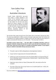 Tom Collins Prize in Australian Literature - Faculty of Arts ...
