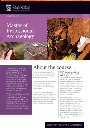 Master of Professional Archaeology brochure - The University of ...
