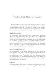 Vacation Work: Maths & Mechanics