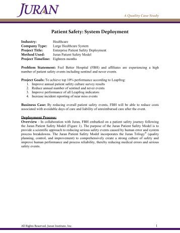 Patient Safety - Juran Institute
