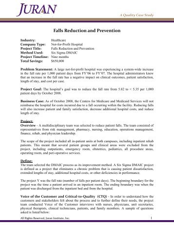 Falls Reduction and Prevention - Juran Institute