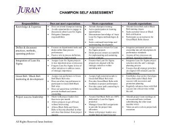 Six Sigma Champion Self Assessments - Juran Institute