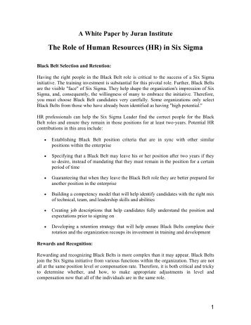 The Role of HR in Six Sigma.pdf - Juran Institute