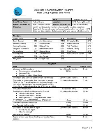 7/11/13 Grants Meeting Agenda and Notes - Statewide Financial ...