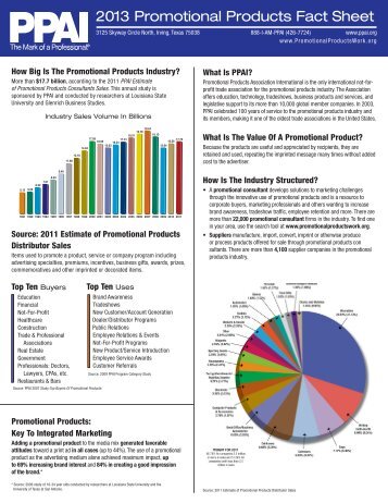 2013 Promotional Products Fact Sheet - Promotional Products Work!