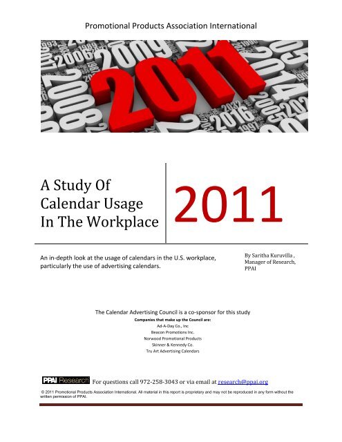 A Study Of Calendar Usage In The Workplace 2011 - Promotional ...