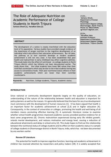nutrition and academic performance nutrition and academic performance