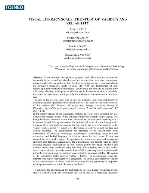 visual literacy scale: the study of validity and reliability - The ...