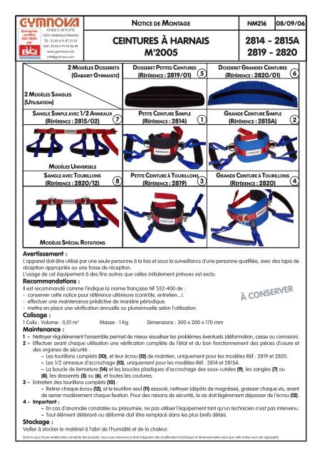 INSTRUCCIONES DE MONTAJE (Pdf - 785 Ko) - Gymnova