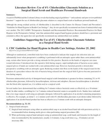 Literature Review: Use of 4% Chlorhexidine Gluconate Solution as a ...