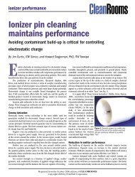 Ionizer pin cleaning maintains performance - Texwipe