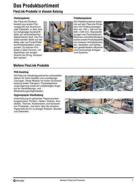 Aluminium-Fördersysteme, kompletter Katalog - FlexLink