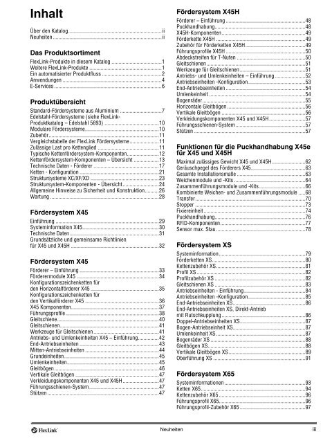 Aluminium-Fördersysteme, kompletter Katalog - FlexLink