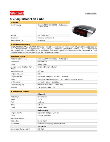 Grundig SONOCLOCK 660 - Weltbild.de