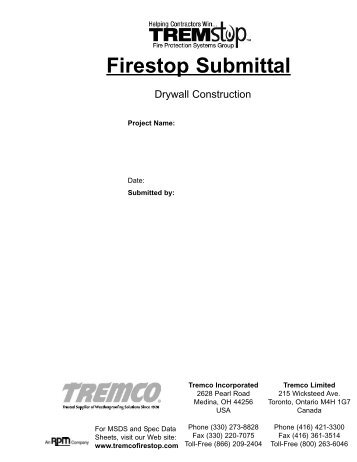 Firestop Submittal - Tremco Sealants