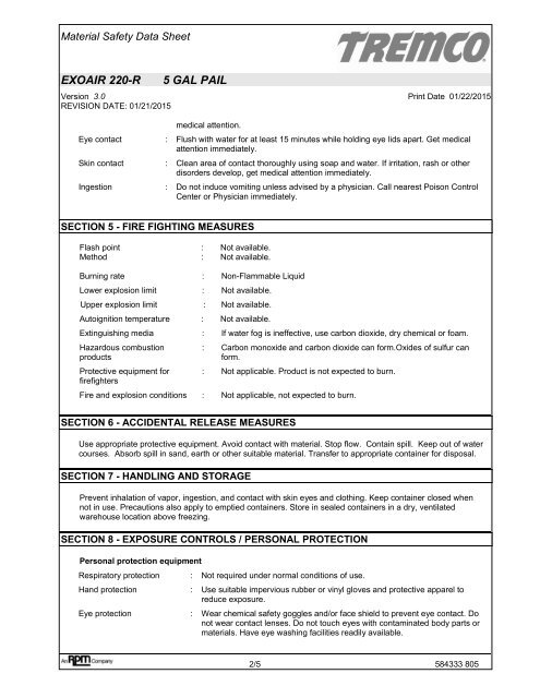 ExoAir 220 MSDS - Tremco Sealants