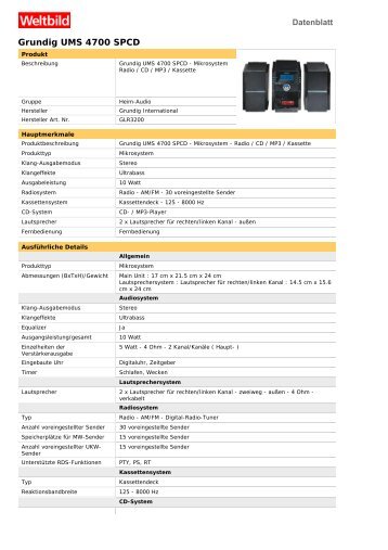 Grundig UMS 4700 SPCD - Weltbild.de