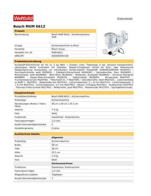 Bosch MUM 6612 - Weltbild.de