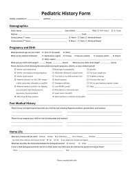 Pediatric Health Form