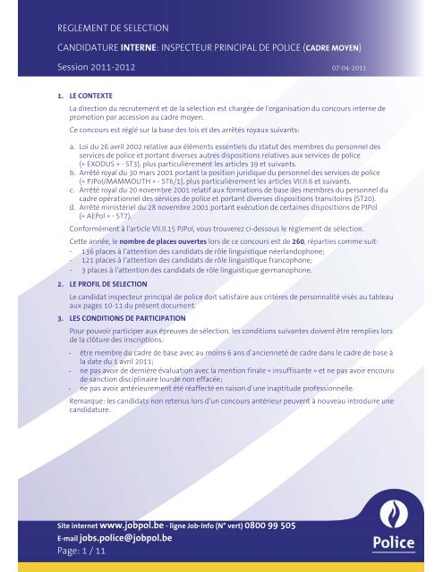 INSPECTEUR PRINCIPAL DE POLICE (CADRE MOYEN) - Jobpol