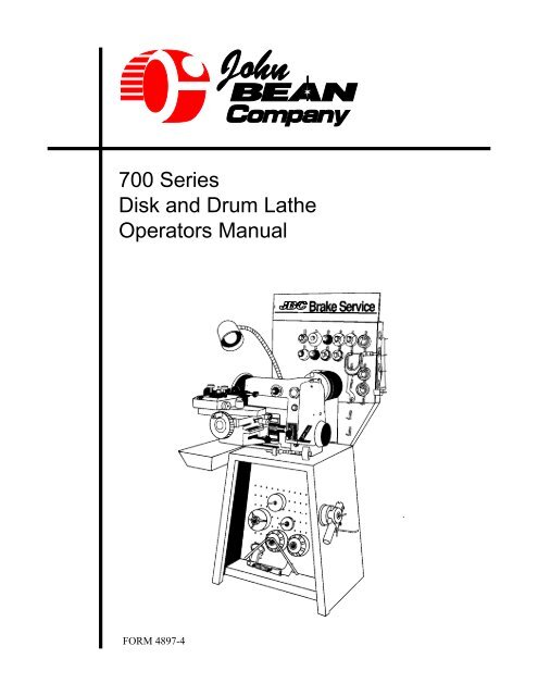 700 Series Disk and Drum Lathe Operators Manual - Snap-on ...