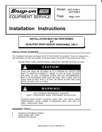 5~-m Installation Instructions - Snap-on Equipment