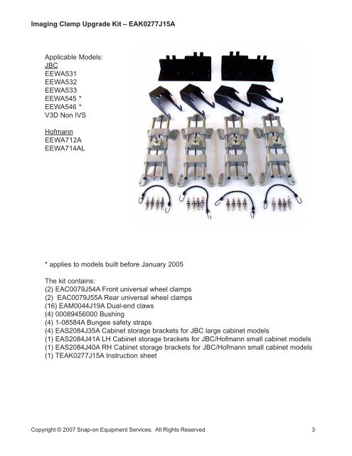 Wheel Clamp Upgrade Kits And Accessories - Snap-on Equipment