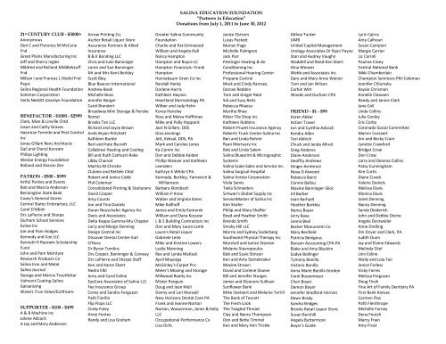 2011-12 Salina Education Foundation Donors