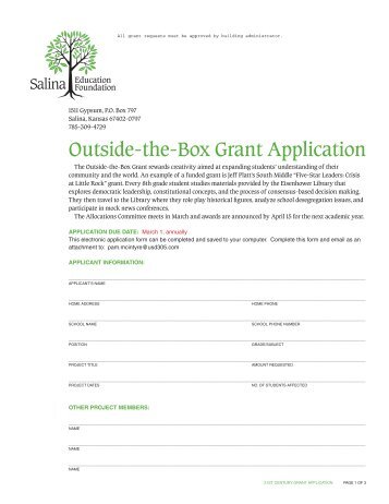 Outside-the-Box Grant Application - Salina Education Foundation