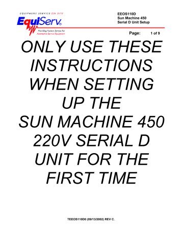 EEOS110D - Sun Machine 450 - Snap-on Equipment