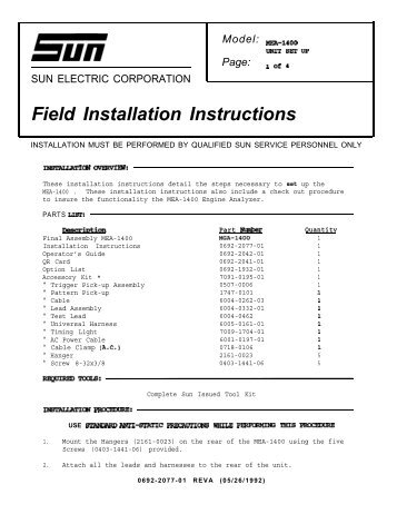 MEA-1400 - Snap-on Equipment