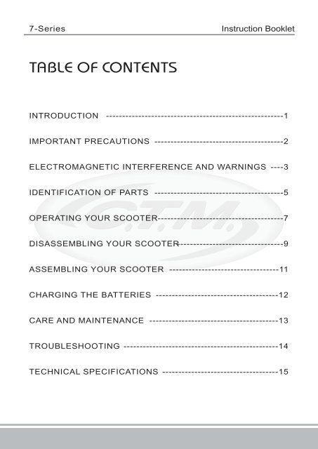 7-Series Instruction Booklet - CTM Homecare Product, Inc