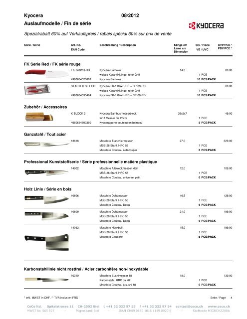 Auslaufmodelle Ceco - Welt-der-Messer.ch