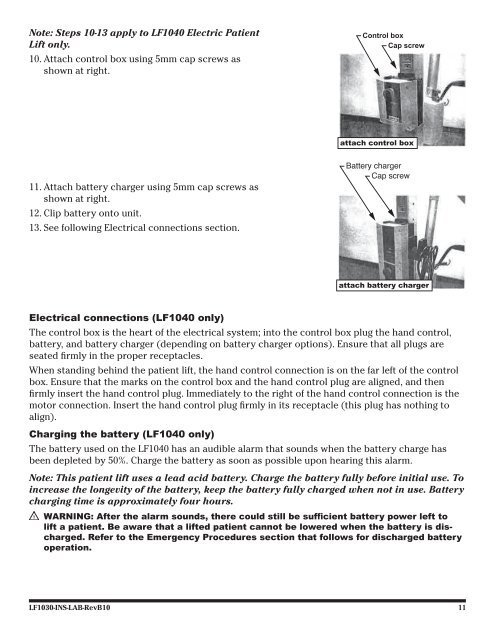 lf1030 hydraulic patient lift lf1040 electric patient lift user manual